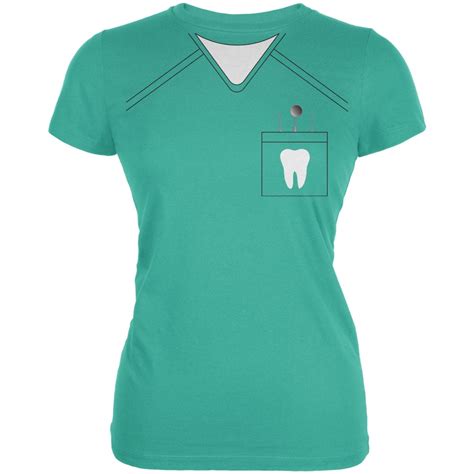 Halloween Women's Juniors Dentist Scrubs Costume Teal Short Sleeve ...