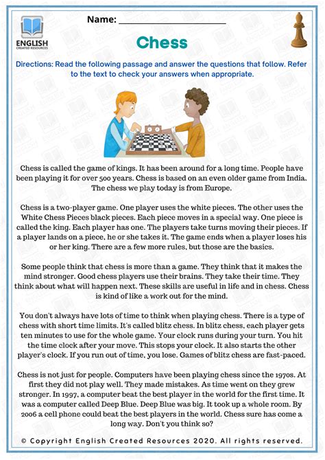 Reading Comprehension Intermediate Level – English Created Resources