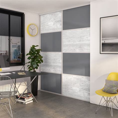 Porte de placard coulissante à composer Décor béton / gris foncé SPACEO ...