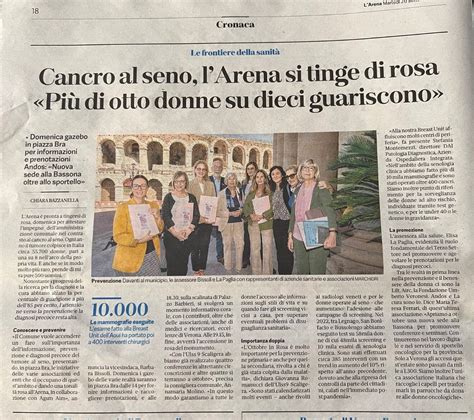L'ARENA SI TINGE DI ROSA - GIORNALE L'ARENA DEL 26/9/2023 - Andos Verona