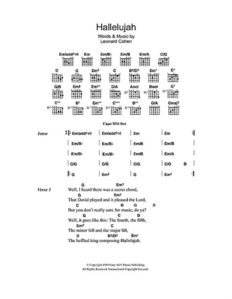 Hallelujah Leonard Cohen Guitar Chords