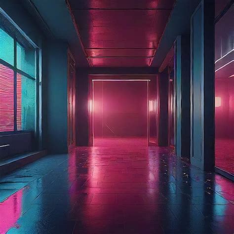 A pink room with a red and green light on the wall | Premium AI ...