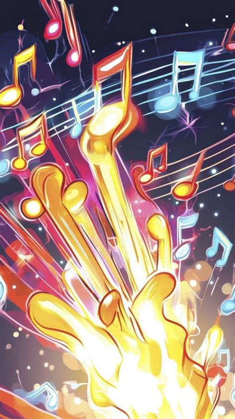 Flowing Stream of Music Notes in Fiery Colors Stock Illustration ...