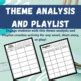 Theme Analysis & Playlist Activity for Any Novel, Short Story or Play