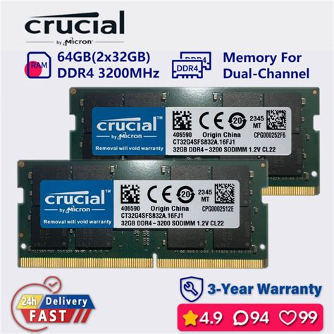 CRUCIAL 16gb 32gb 64gb 3200mhz ddr4 Dual channel memory ram laptop ...