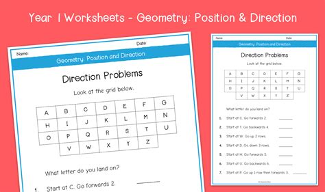 Year 1 | Direction Problems Worksheets | KS1 Geometry: Position ...