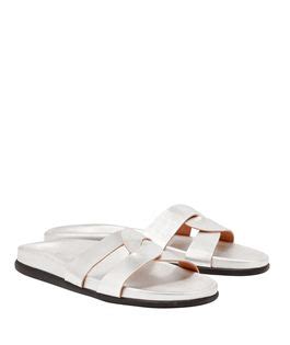 Ancient Greek Sandals Silver leather Desmos Footbed sandals