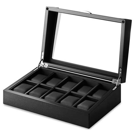 Uhrenbox mit 10 Fächern aus schwarzem Furnier | Auf Lager! | Trendhim