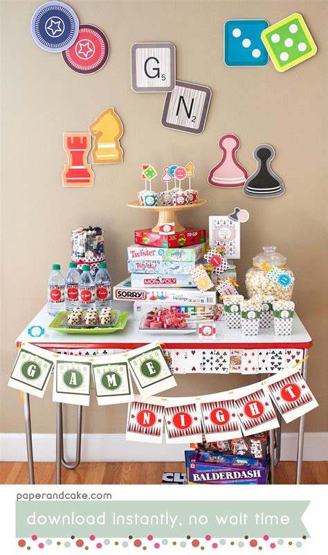 Family Game Night PRINTABLE Party Decorations, Board Games Birthday ...