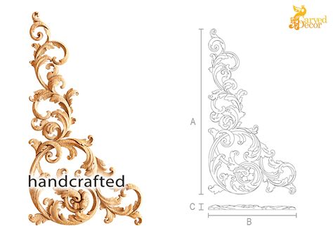 Large Wood Carved Corner Applique Decorative Furniture Onlay - Etsy UK