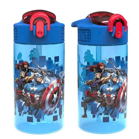 Zak Designs Marvel Avengers 16 oz Kids Water Bottle, 2pc Set, Durable ...