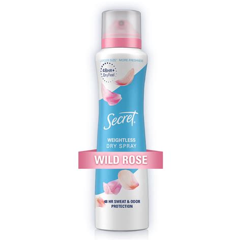Secret Dry Spray Female Antiperspirant Deodorant, Wild Rose and Argan ...
