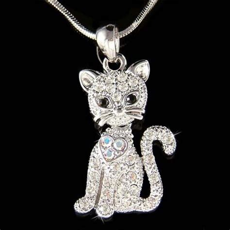 ~Collier bijoux charme chaton chaton mobile fait avec cristal Swarovski ...