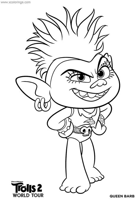 Trolls World Tour Coloring Pages Queen Barb - XColorings.com