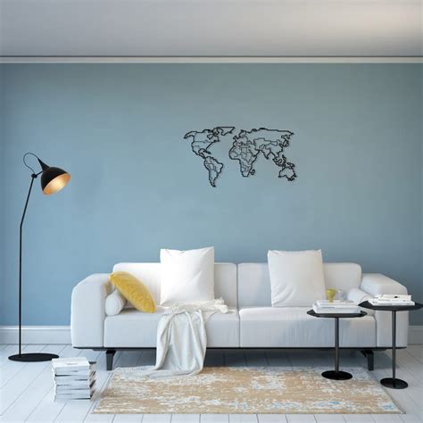 Homemania Wanddekoration Weltkarte 11 100x53 cm Metall Schwarz | vidaXL.at