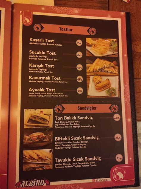 Carta de albino cafe restorant, Van