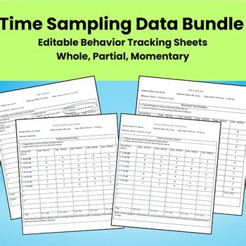 Time Sampling Data Bundle | Whole, Partial, & Momentary - Editable, ABA IEP
