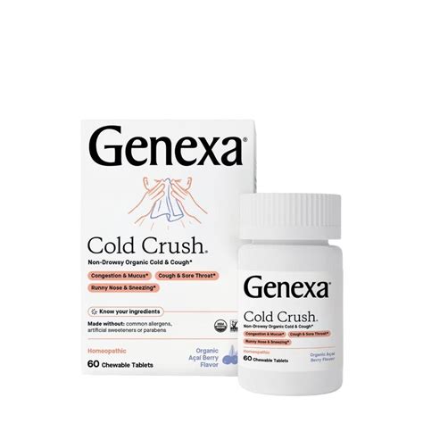 Genexa Cold Crush - 60 Tablets – Multi-Symptom Cough & Cold Remedy ...