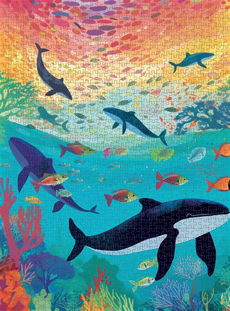 Whales on a Rainbow Reef - 1000 Piece Jigsaw Puzzle