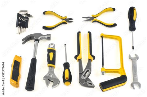 Assortiment d'outils sur fond blanc Stock Photo | Adobe Stock