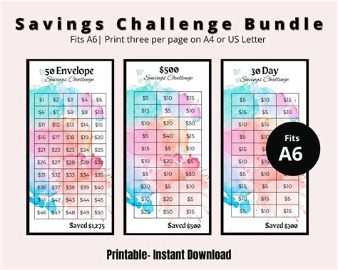 Mini Savings Challenge Printable Savings Challenge Bundle A6 - Etsy ...