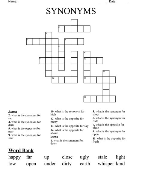 SYNONYMS Crossword - WordMint
