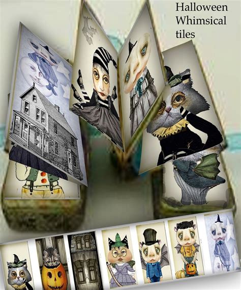 Printable 1x2 Inch Whimsical Halloween Tiles for Journaling Craft ...