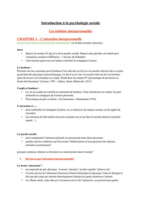 CM 1 - Introduction à la psychologie sociale Les relations ...