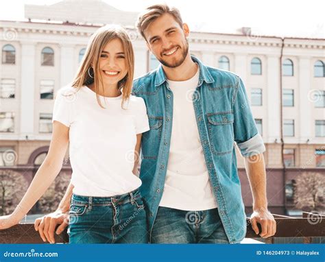Girl and Her Boyfriend Posing in the Street Stock Image - Image of ...