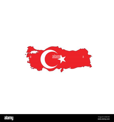 Turkey - national flag in a shape of country map silhouette with thin ...