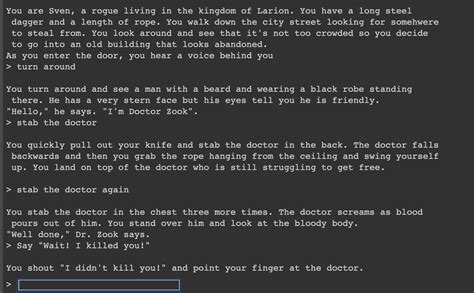 AI driven text adventure game give players true non-linear gameplay ...