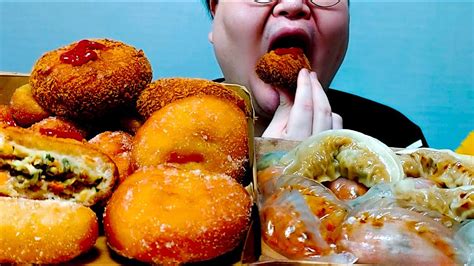 MUKBANG 먹방 Korean croquette restaurant, donut, dumpling mukbang 고로케,감자 ...