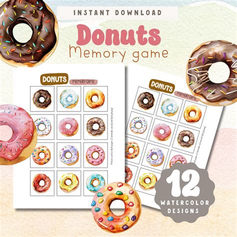 Donuts Memory Game | Printable Donut Match Cards | Fun Matching Game ...