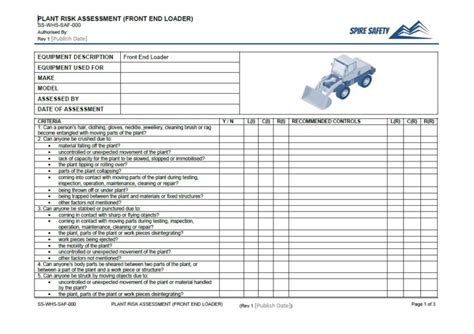 Free Front End Loader Risk Assessment Template - Spire Safety Consultants