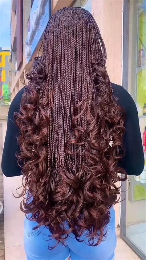 LAYERED FRENCH CURL BRAIDS | Natural hair braids, Short box braids ...