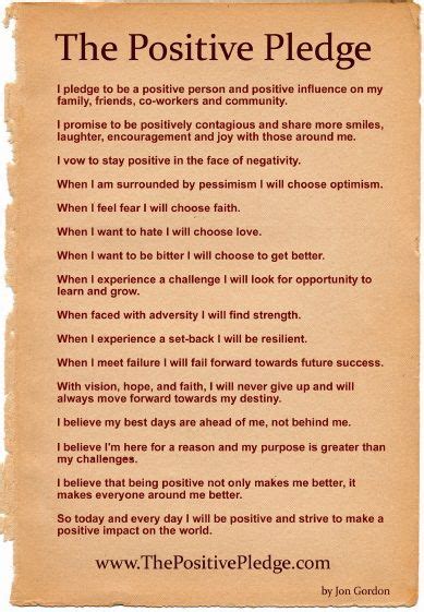 The Positive Pledge by Jon Gordon | Inspiration | Pinterest | Energy ...