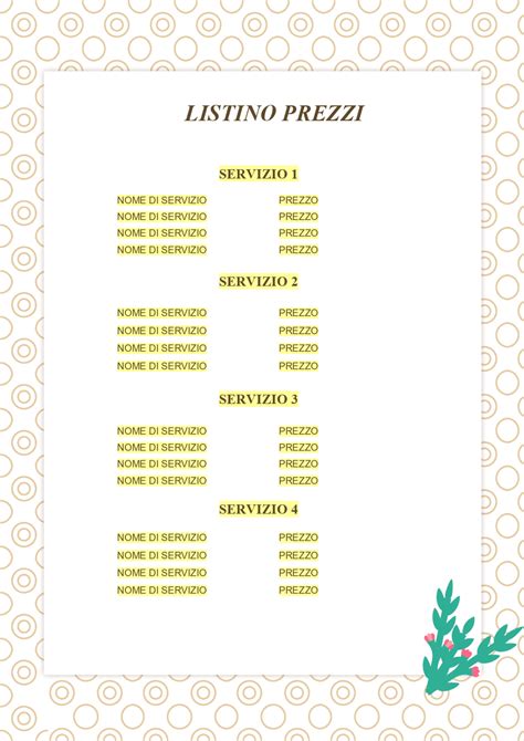 Modello listino prezzi estetista 2 | ONLYOFFICE