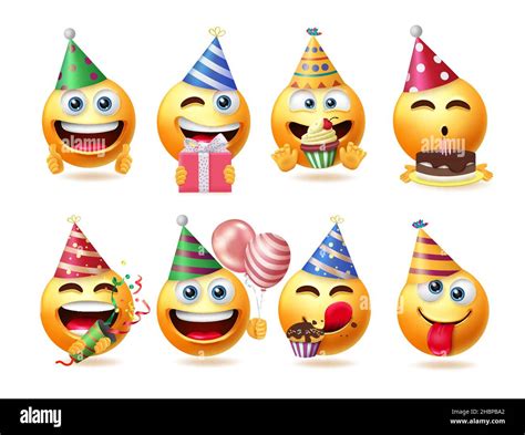 Motif Emoji anniversaire vectoriel.Emojis 3D face isolée sur fond blanc ...