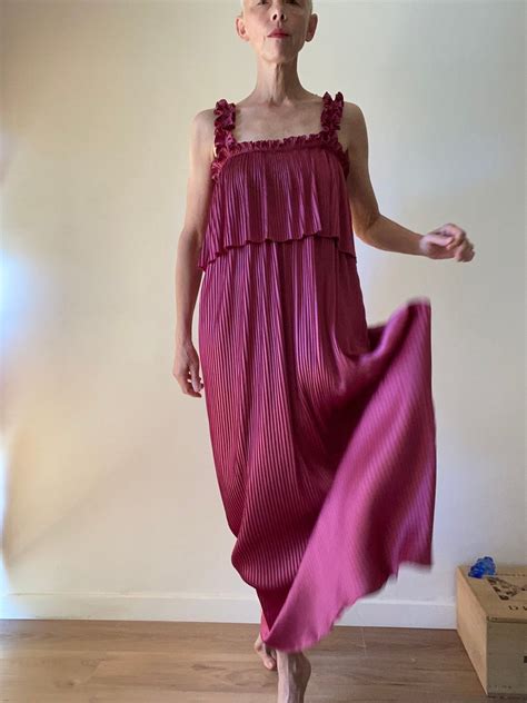 70s Made in France Babydoll Dress valisère Combination Maxi Dress Long ...