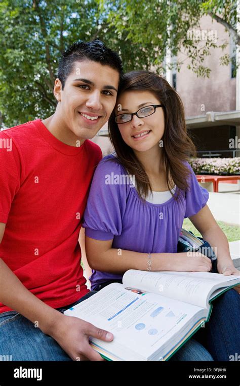 High School Couple Studying Stock Photo - Alamy