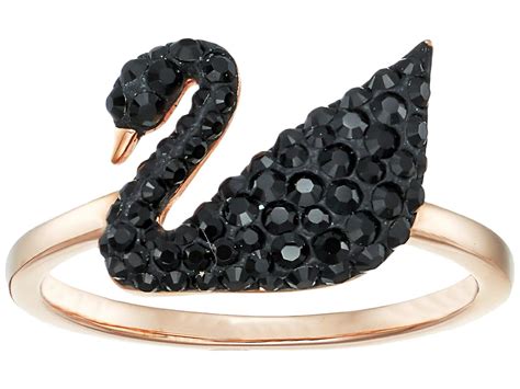 Swarovski Iconic Swan Ring in Black/ Rose Gold (Black) - Save 53% - Lyst