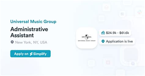 Administrative Assistant @ Universal Music Group | Simplify Jobs