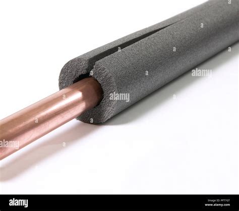 Pipe insulation around a copper pipe Stock Photo - Alamy