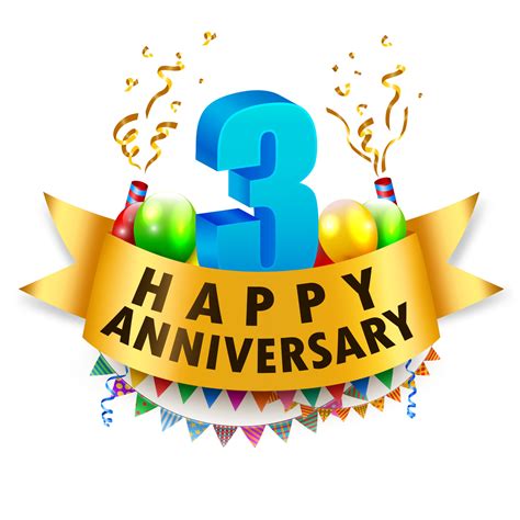 Happy 3rd Anniversary Celebration, Vector Illustration 24723598 Vector ...