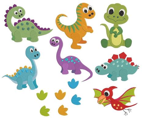 Dinosaur Embroidery Designs, Mini Fill Stitch Dinosaurs, Baby Dinosaurs ...