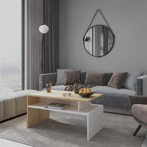 Homemania Tavolino da Salotto Ada 90x50x43 cm Bianco e Rovere | Leroy ...