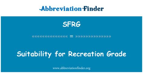 SFRG stands for Suitability for Recreation Grade | Abbreviation Finder