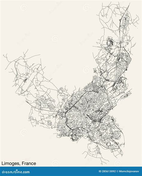 Street Roads Map of LIMOGES, FRANCE Stock Vector - Illustration of ...