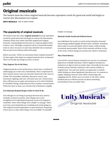 The Popularity of Original Musicals | PDF