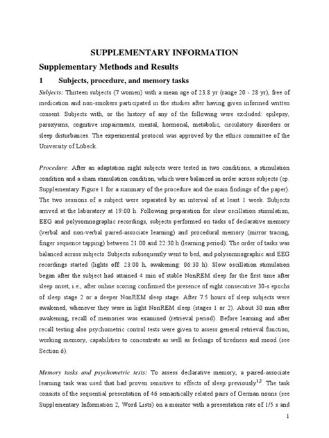 Supplementary Information Supplementary Methods and Results: 1 Subjects ...